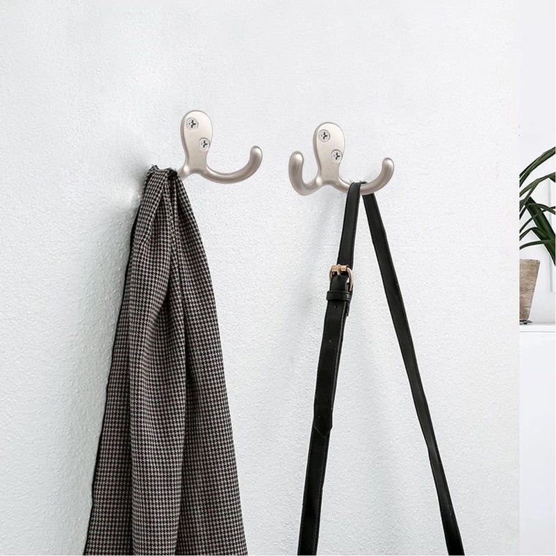 MsBong 20 Pcs Coat Hooks Hardware Wall Hooks Heavy Duty Hooks for Hanging Coats Double No Rust Hook Wall Mounted for Key, Towel, Bags, Cup, Hat - Image 3